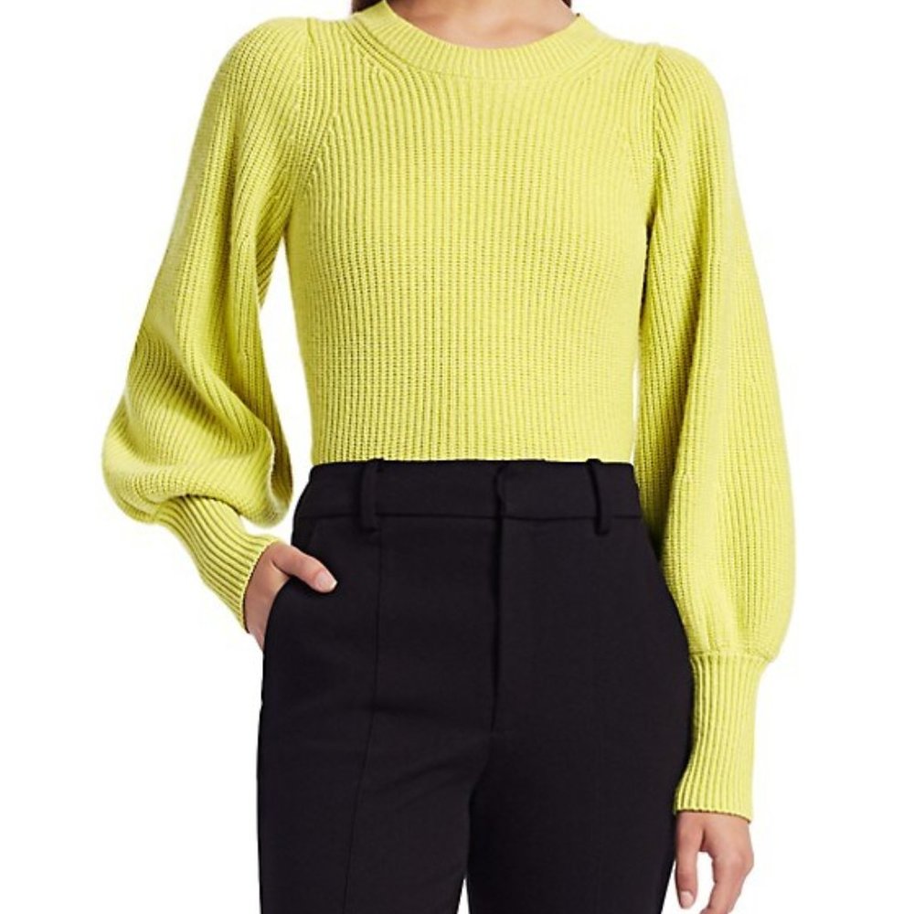 NWT Eliana Puff-Sleeve Wool & Cashmere-Blend Knit Sweater